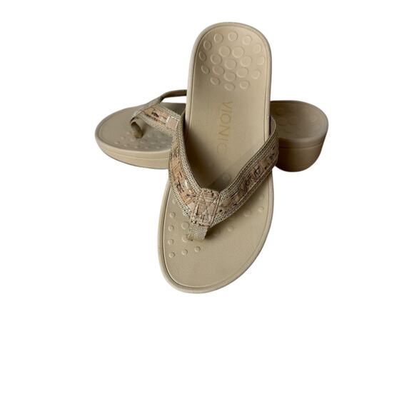 VIONIC Womens Pacific Hightide Platform Sandal Gold Cork Size 5 TVW4895 Comfort - Picture 1 of 14